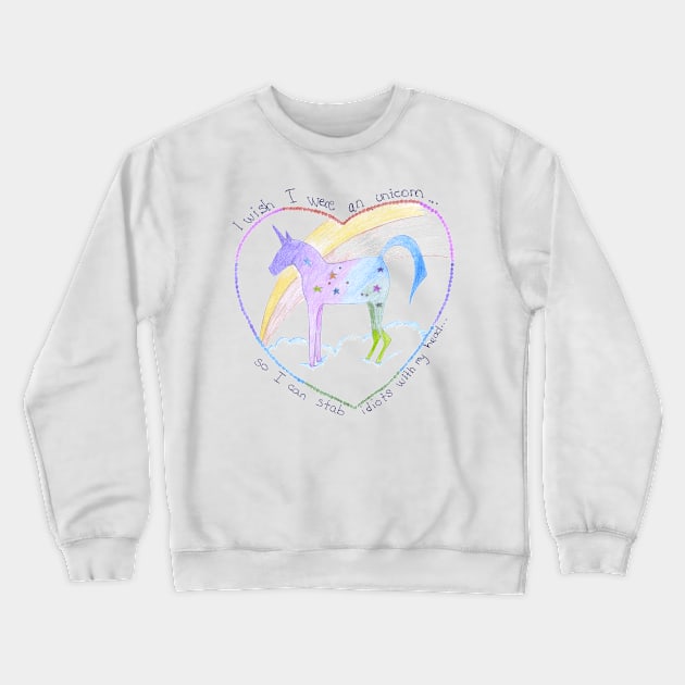 Funny Adult unicorn print Crewneck Sweatshirt by BalumbaArt